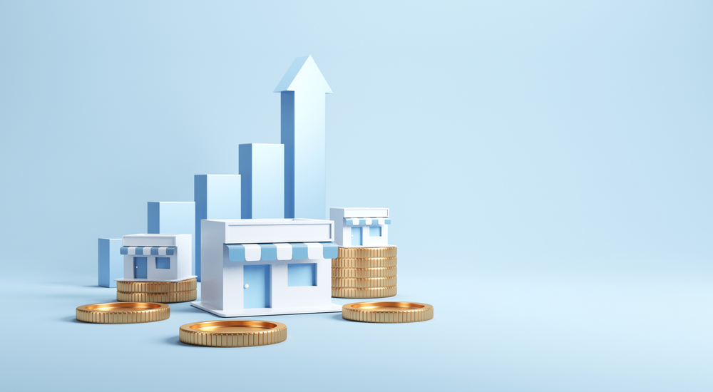 Franchise,Business,Growth,With,Earning,Money,,Copy,Space.,3d,Render.